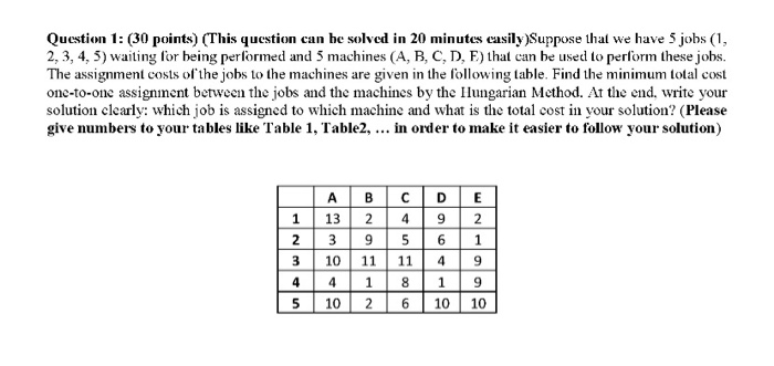 Question 1: (30 points) (This question can be