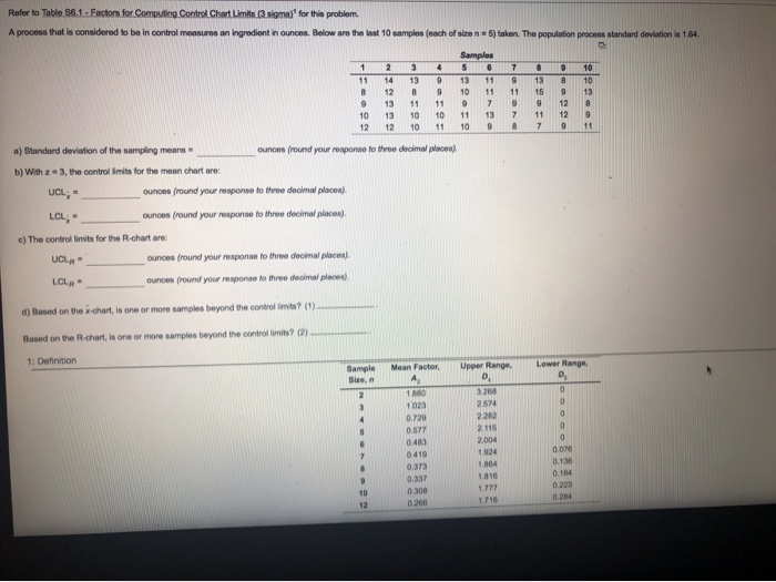 Refer to Table 56.1. Factors for Computing