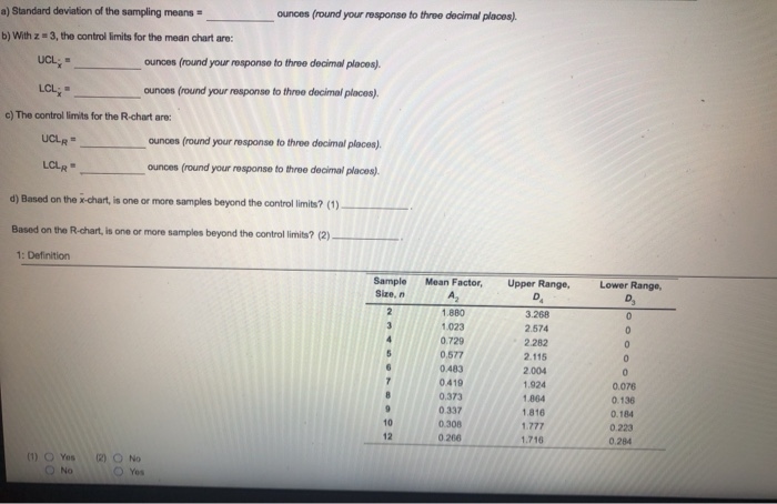Refer to Table 56.1. Factors for Computing