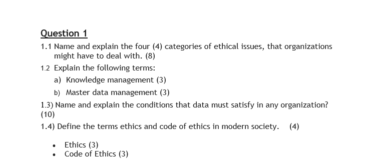 Please answer all fully Question 1 1.1 Name and