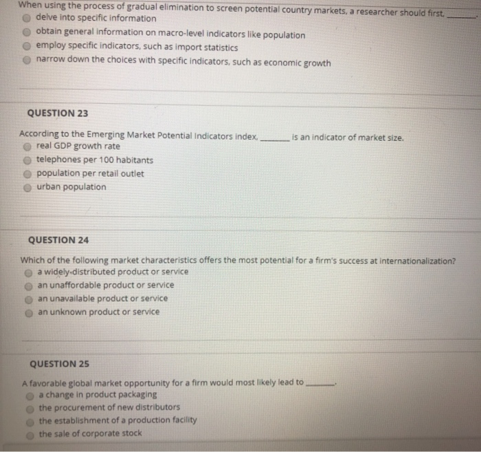 When using the process of gradual elimination to