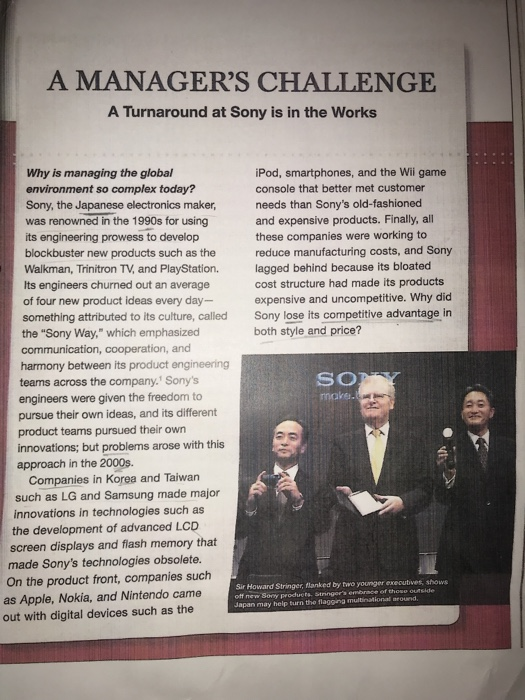 why did sony choose sir howard stringer to be the