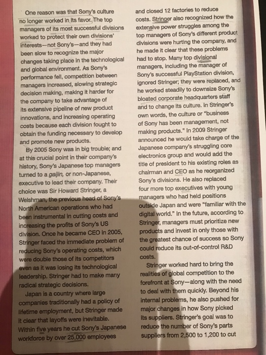 why did sony choose sir howard stringer to be the