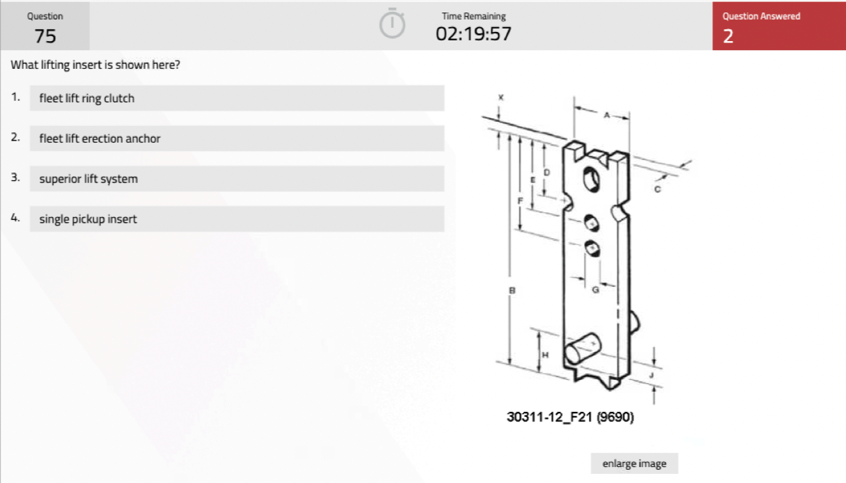 Question 75 What lifting insert is shown here? 1.