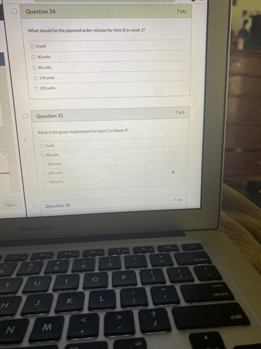 Question 32-36) Consider the following data for