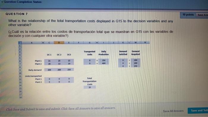 Question Completion Status: 10 points Save Ang