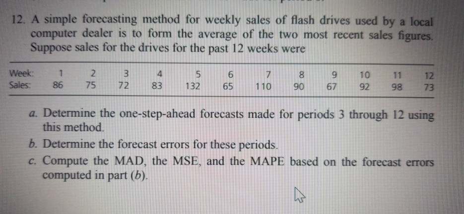 12. A simple forecasting method for weekly sales