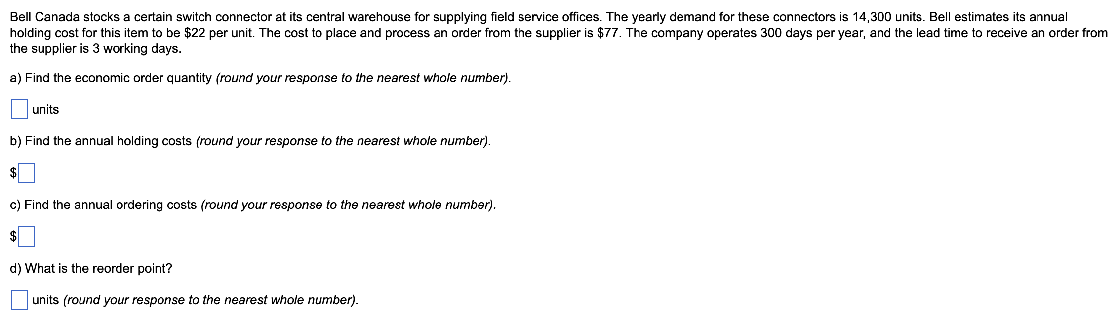 Bell Canada stocks a certain switch connector at