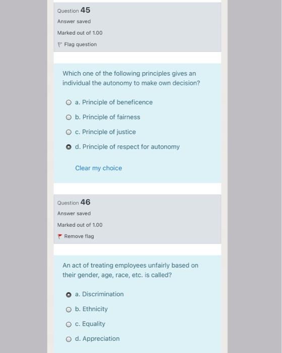 i want fast ans pls Question 45 Answer saved