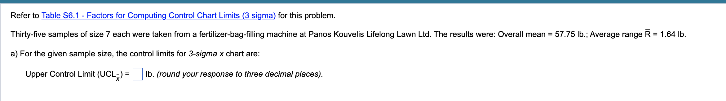 Upper Control Limit (UCLx)= ounces (round your