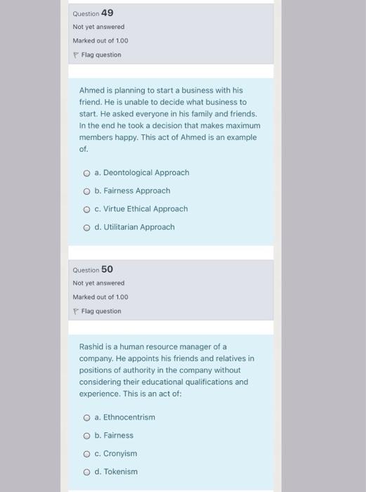 i want answer without explain Question 49 Not yet