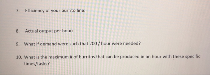 Achieving the above cycle time and output, what