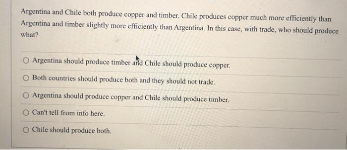 Argentina and Chile both produce copper and