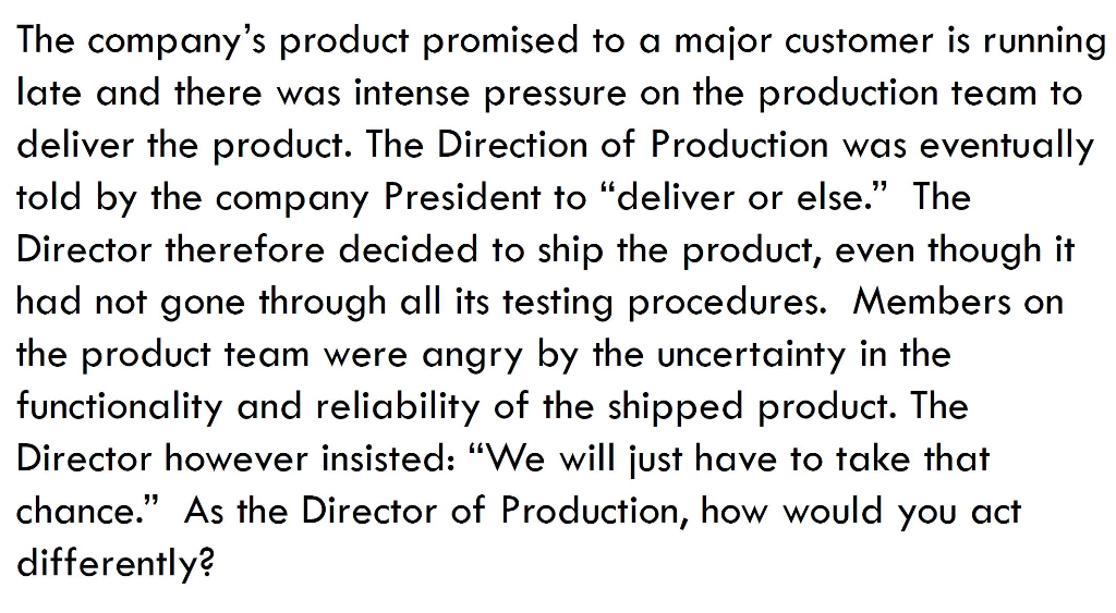 The company's product promised to a major