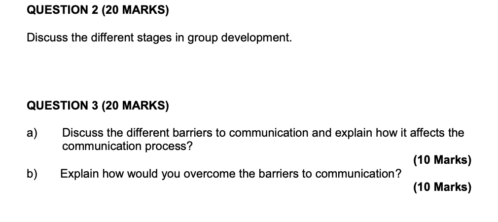 QUESTION 2 (20 MARKS) Discuss the different
