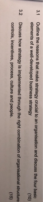 3.1 Outline the reasons that make strategy