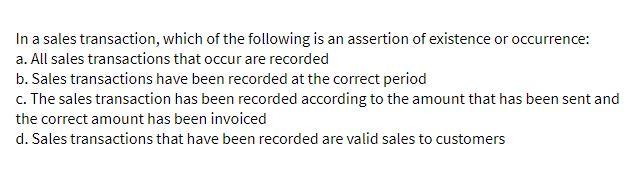 In a sales transaction, which of the following is