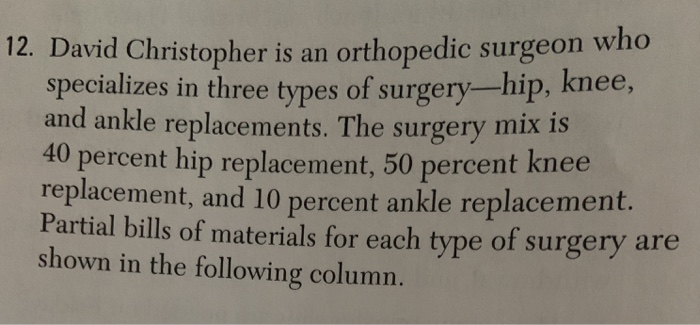 12. David Christopher is an orthopedic surgeon