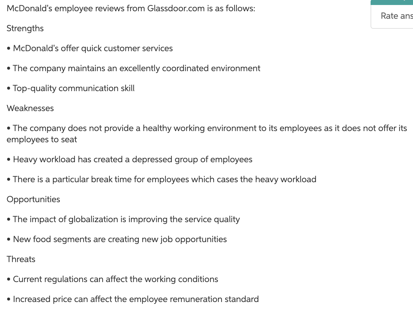 Based off this SWOT, conduct a training needs