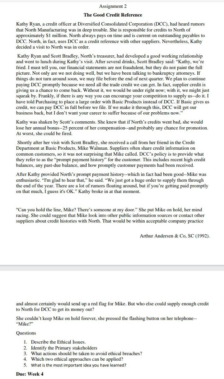 Assignment 2 The Good Credit Reference Kathy