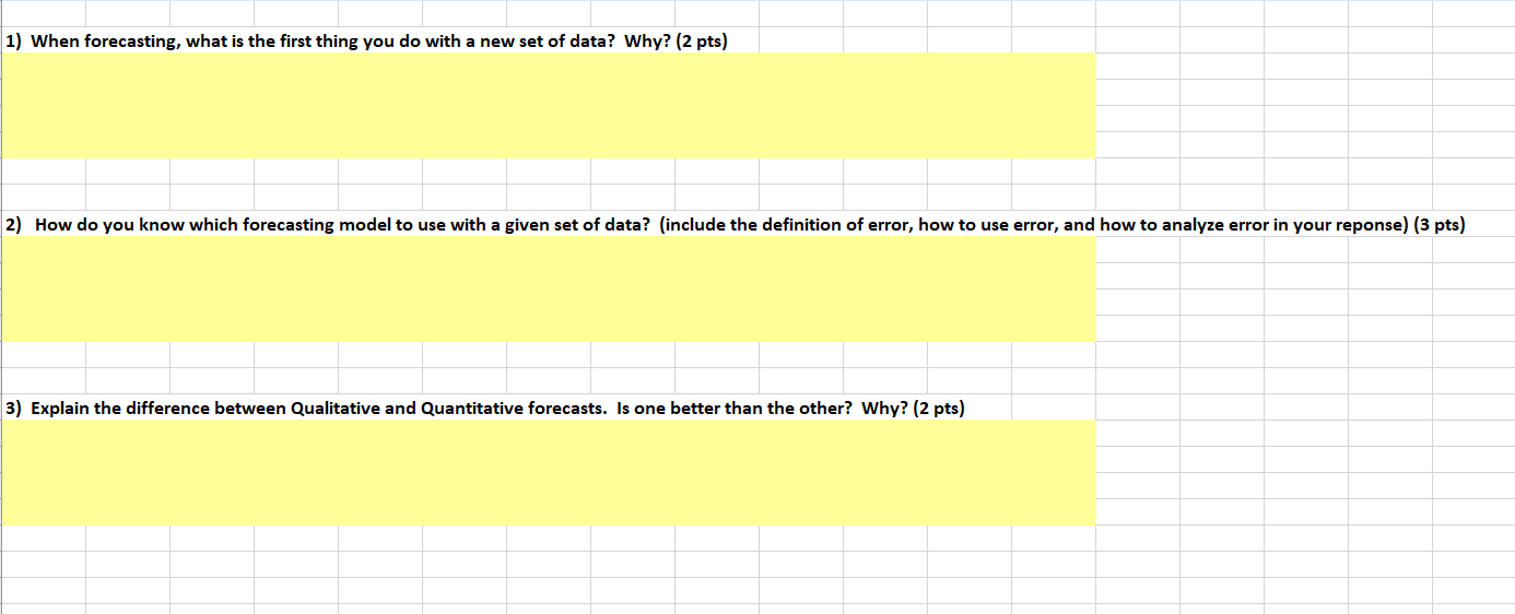 1) When forecasting, what is the first thing you