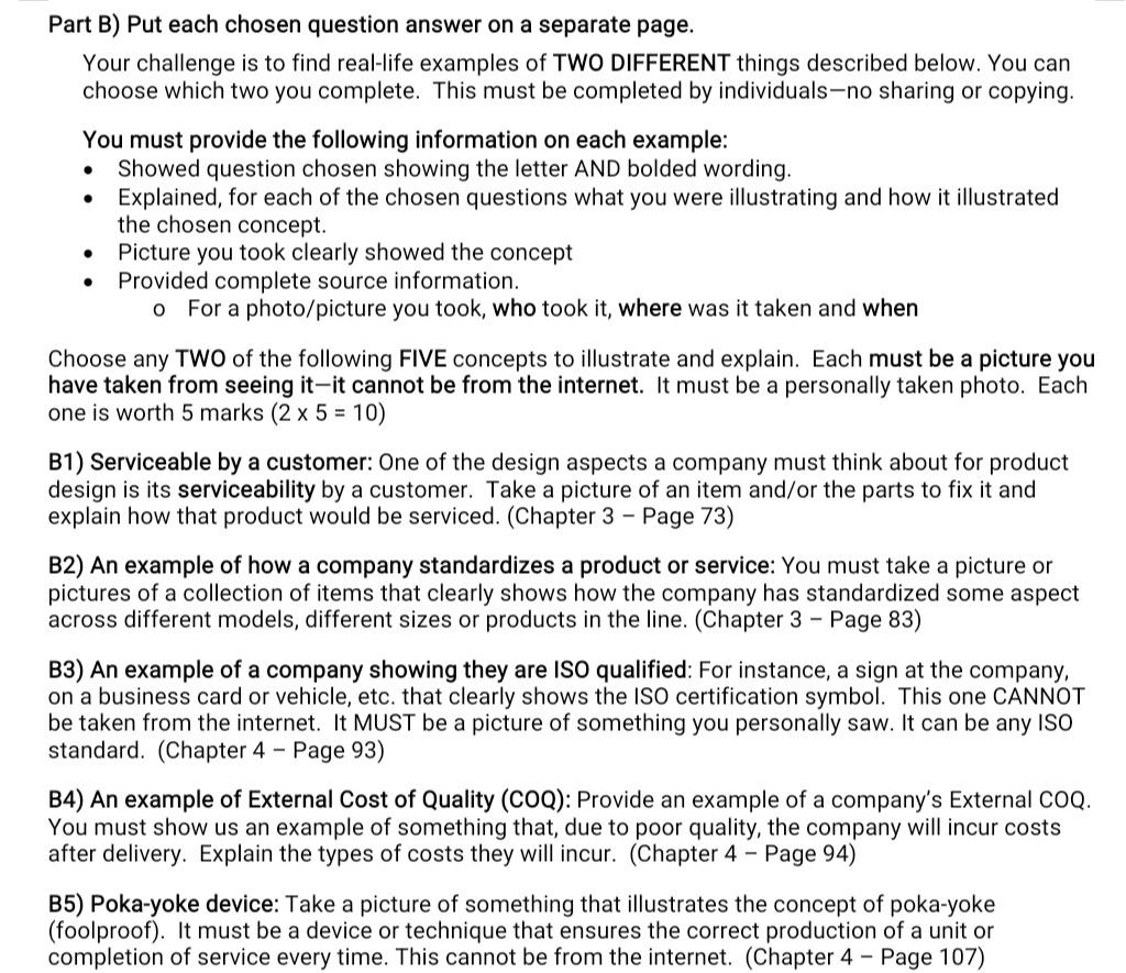 Part B) Put each chosen question answer on a