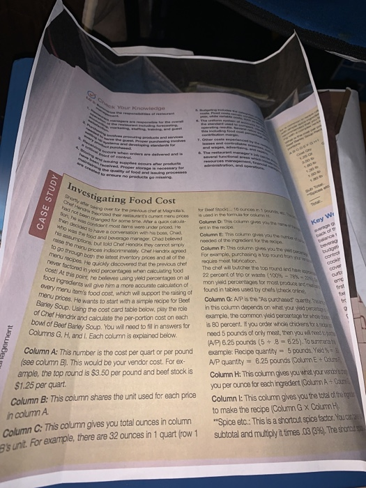 Investigating Food Cost The chef wil bucher who