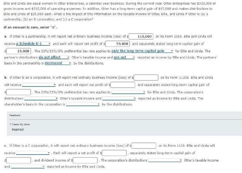 Ellie and Linda are equal owners in Otter