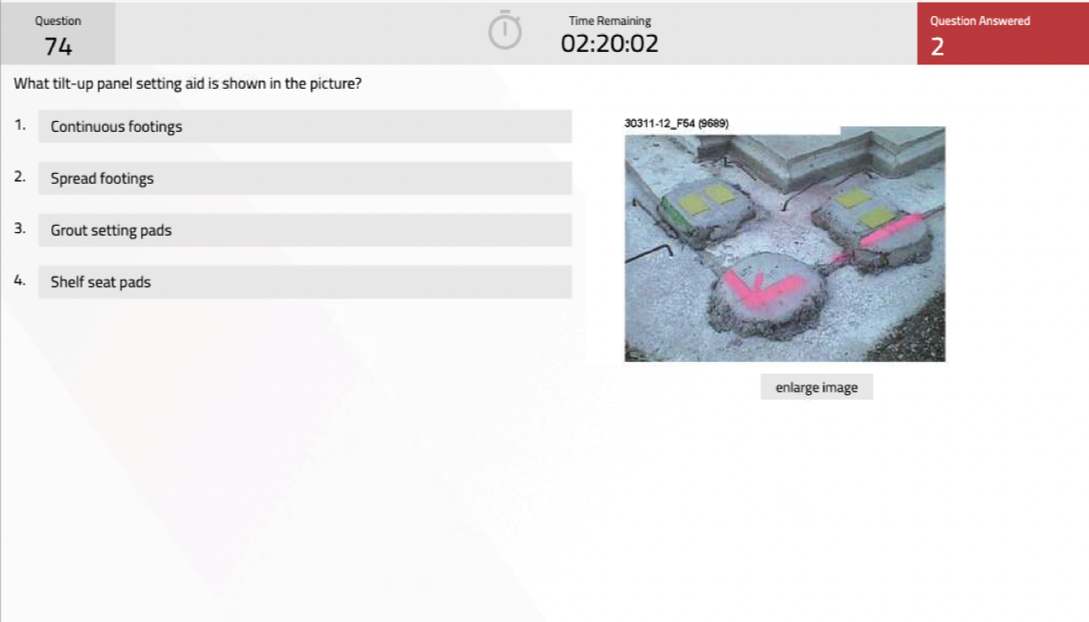 Question 74 What tilt-up panel setting aid is