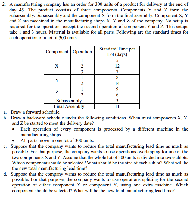 Solve urgent and properly! 2. A manufacturing