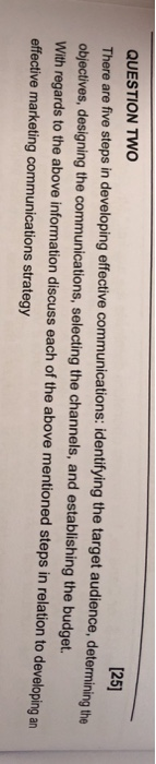 [25] QUESTION TWO There are five steps in