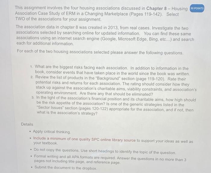 This assignment involves the four housing