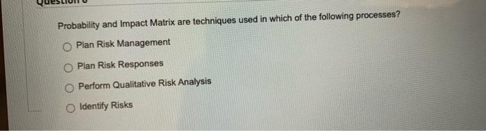 Probability and Impact Matrix are techniques used