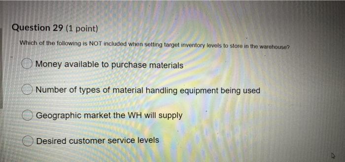 Question 29 (1 point) Which of the following is