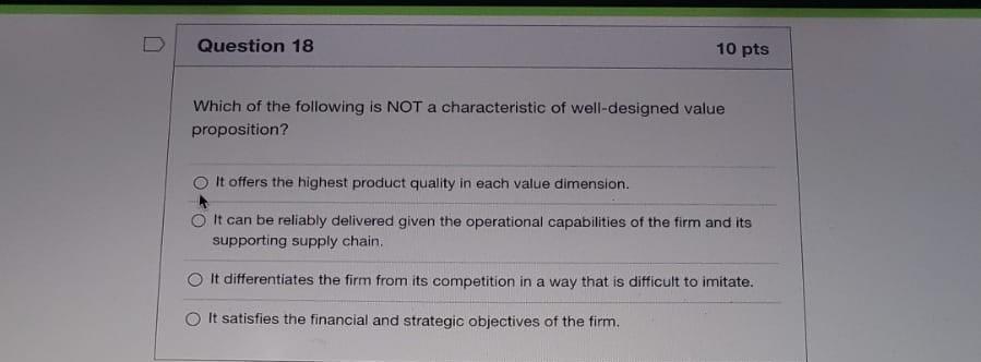Question 18 10 pts Which of the following is NOT