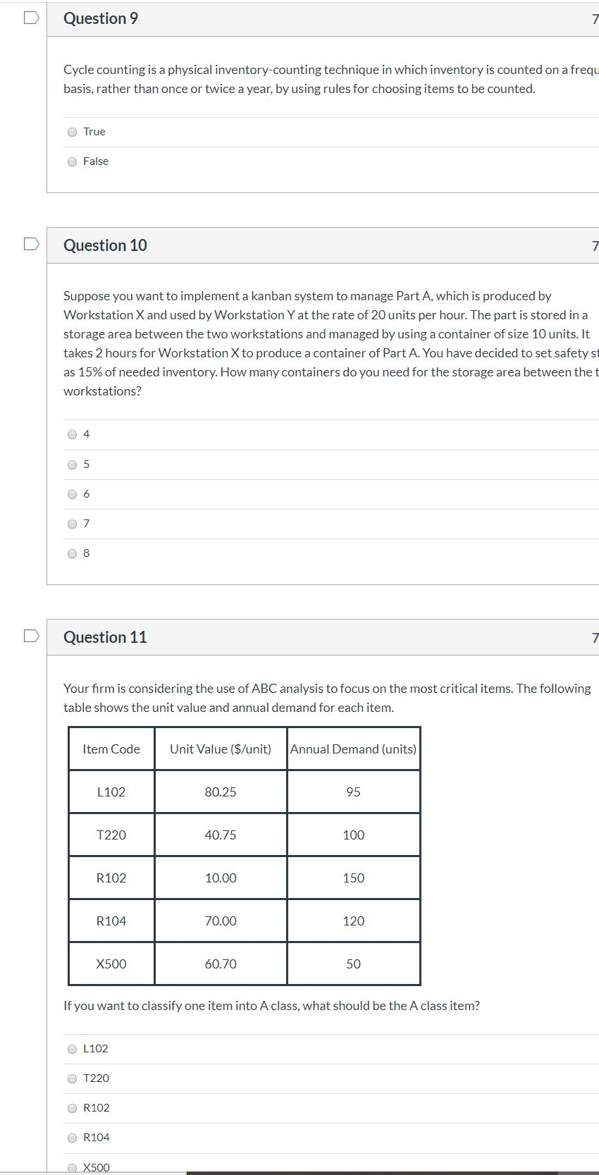 Question 9 7 Cycle counting is a physical