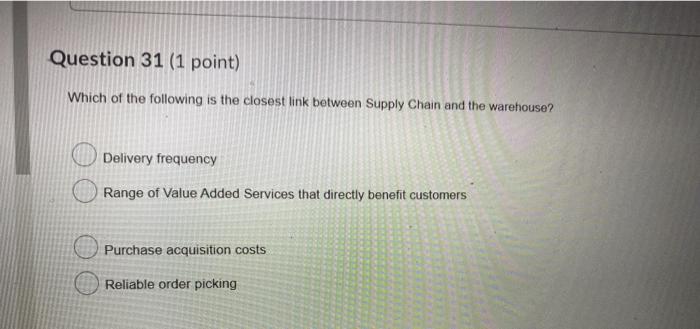 Question 29 (1 point) Which of the following is