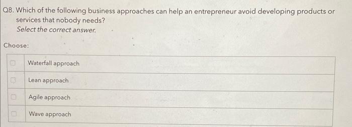 28. Which of the following business approaches