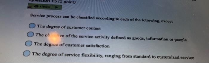 15 (1 point) Ploten Service process can be