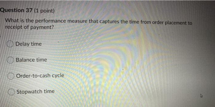 Question 37 (1 point) What is the performance