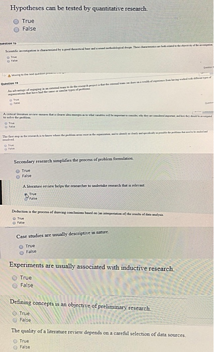 Hypotheses can be tested by quantitative