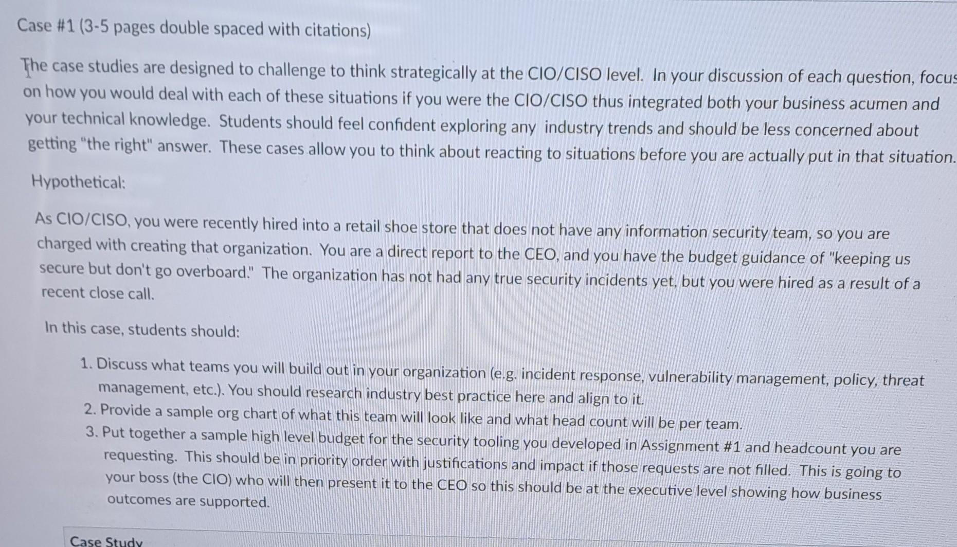 it is a case study. where we need to think as