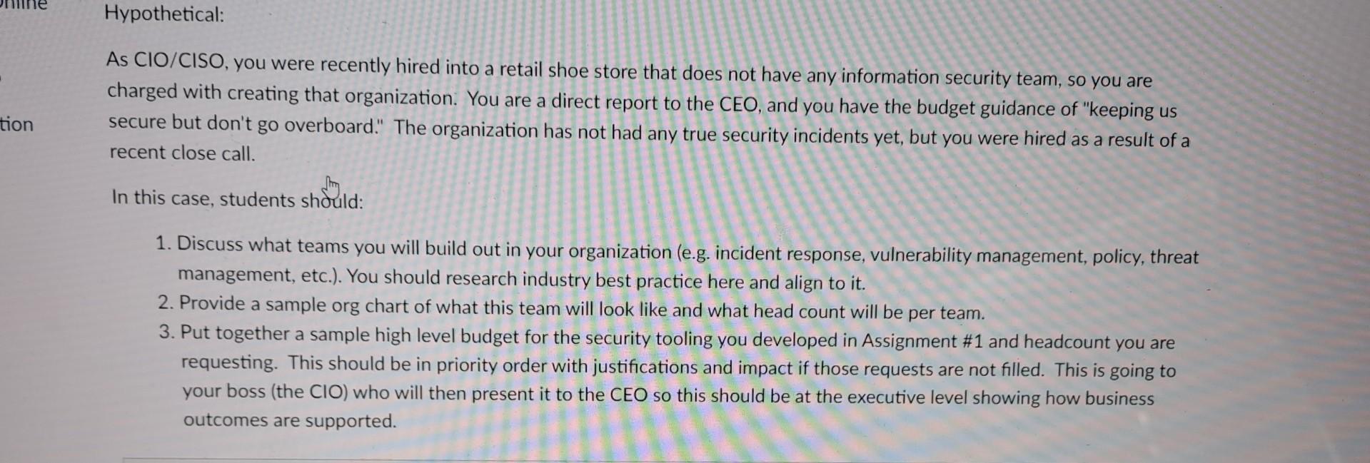 it is a case study. where we need to think as