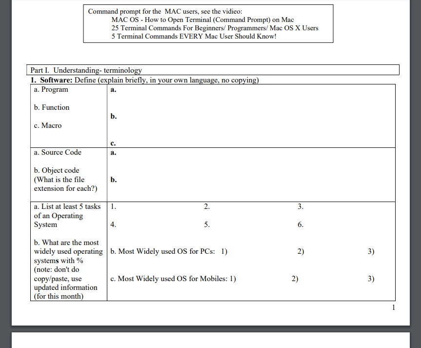 Command prompt for the MAC users, see the vidieo: