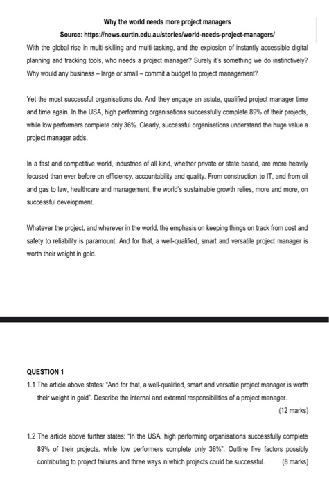 Why the world needs more project managers Source: