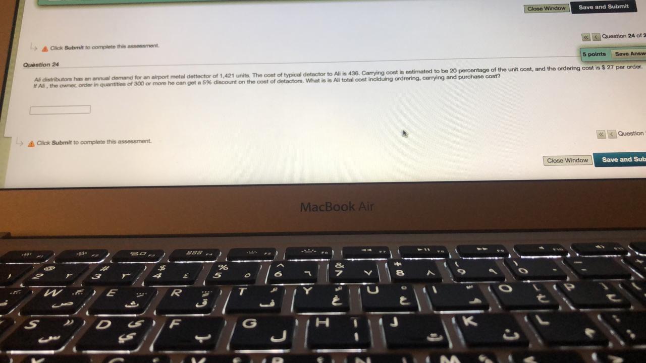 Close Window Save and Submit Question 24 of 2