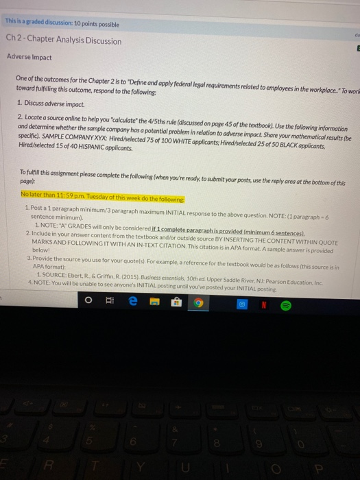 This is a graded discussion: 10 points possible