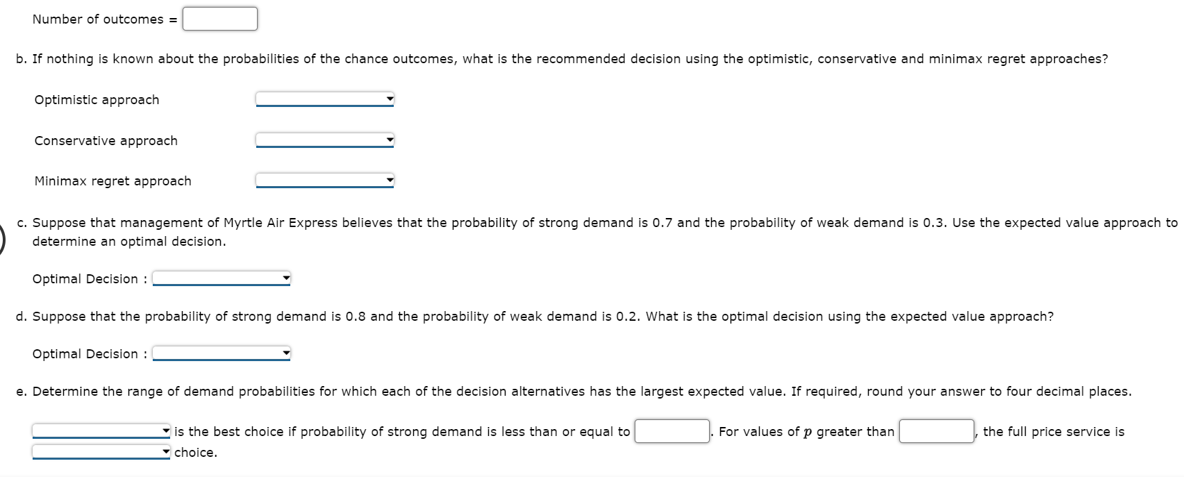 Problem 13-09 (Algorithmic) Myrtle Air Express