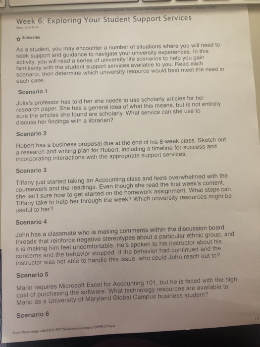 Week 6: Exploring Your Student Support Services