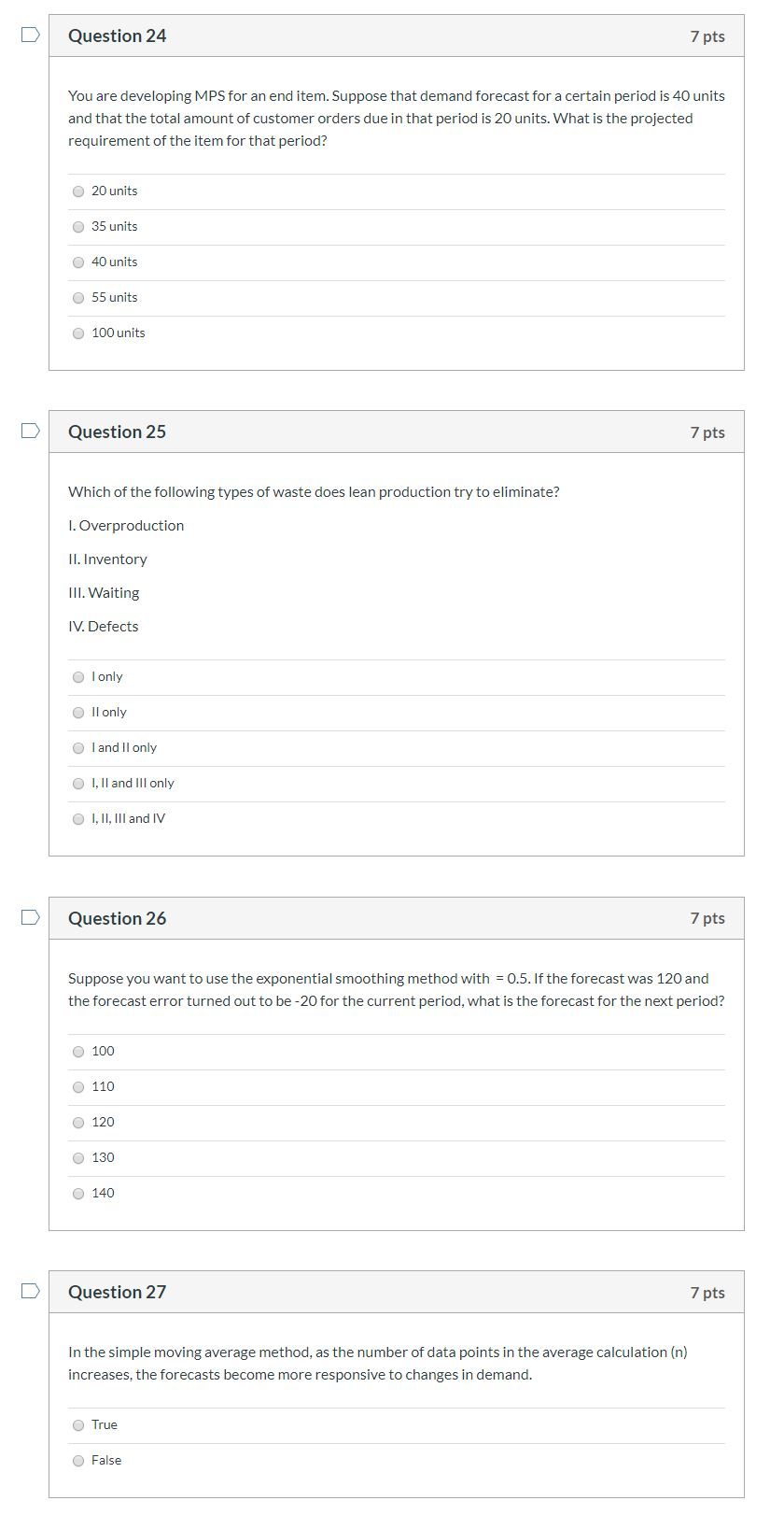 Question 24 7 pts You are developing MPS for an
